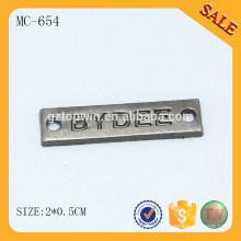 MC654 logo de tissu de luxe logo métal étiquettes de noms vierges